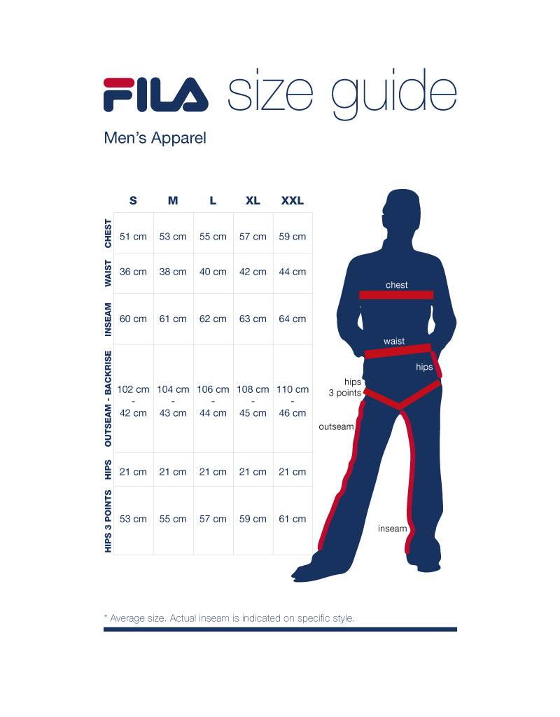 FILA Size Guide Men's Apparel Fila Indonesia